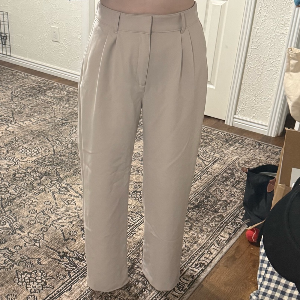 Abercrombie & Fitch Cream Wide-Leg Trousers